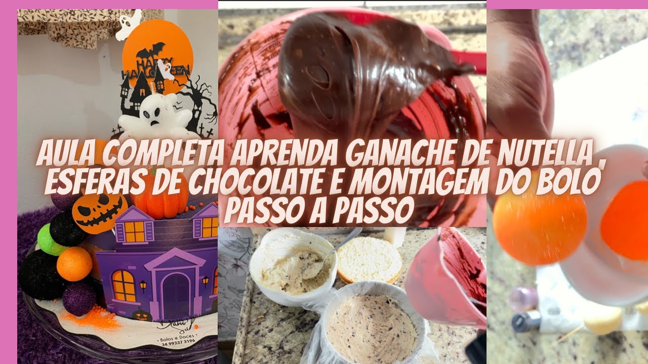 Aula imperdível como fazer ganache de nutella , montagem do bolo  e como fazer esferas de chocolate