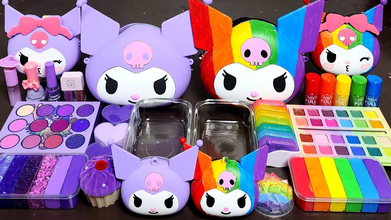 ASMR Kuromi Rainbow vs Purple Slime Mixing Random Into Slime! Satisfying Slime#ASMR#Slime#satisfying