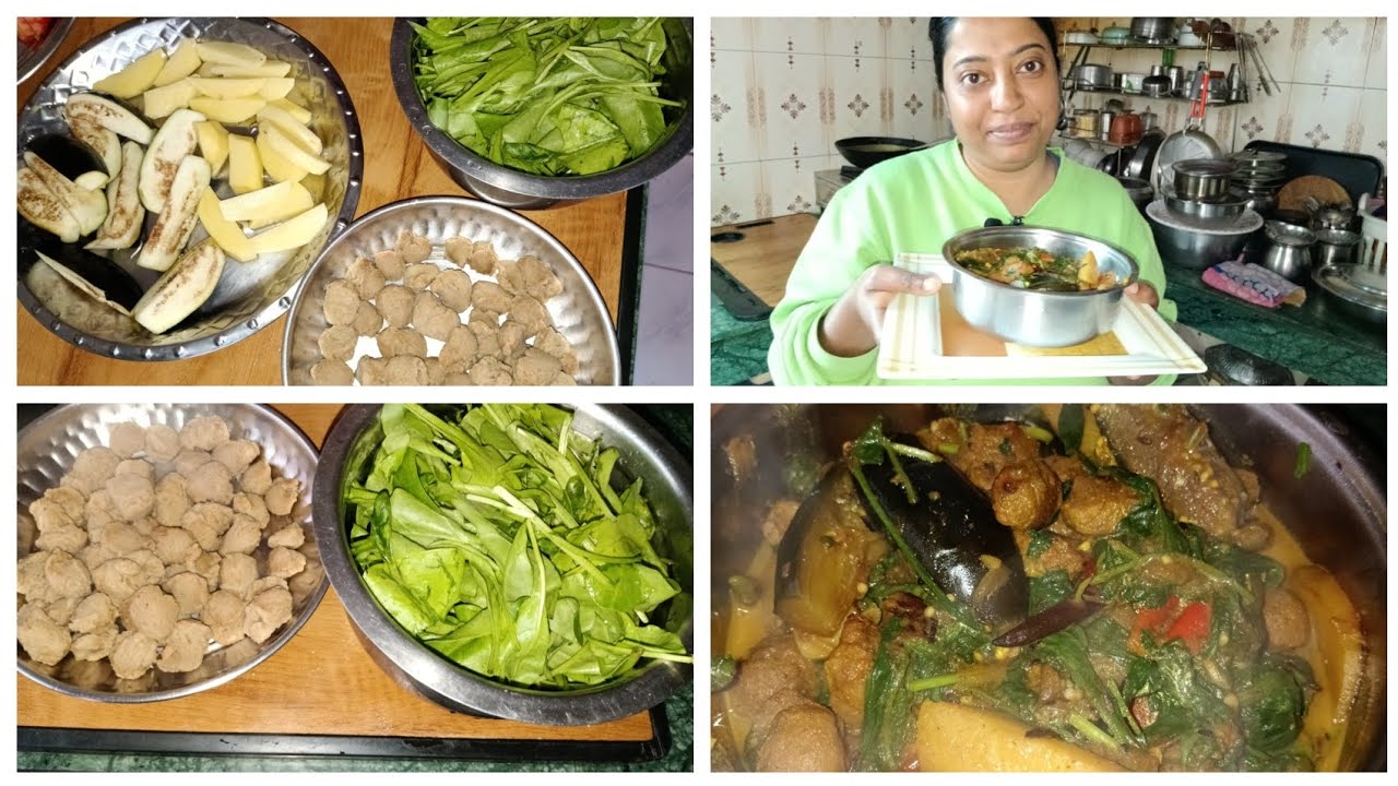 সয়াবিনের সাথে পালং শাকের তরকারি // Soyabean With Palak Saag // सोयाबीन के साथ पालक साग की सब्ज़ी 