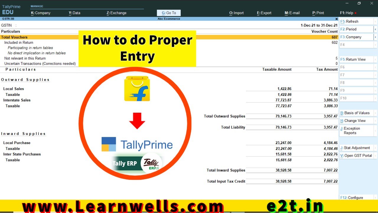 How to do Flipkart Sales, Credit Note, Cash Back, Settlement Entries Properly @Learn Well