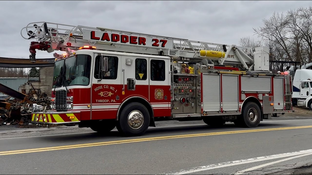 Throop Hose Company #1 Ladder 27 Responding.