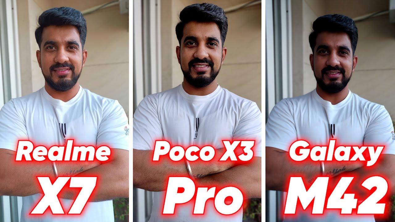 Samsung Galaxy M42 5G vs Realme X7 vs Poco X3 Pro Camera Comparison