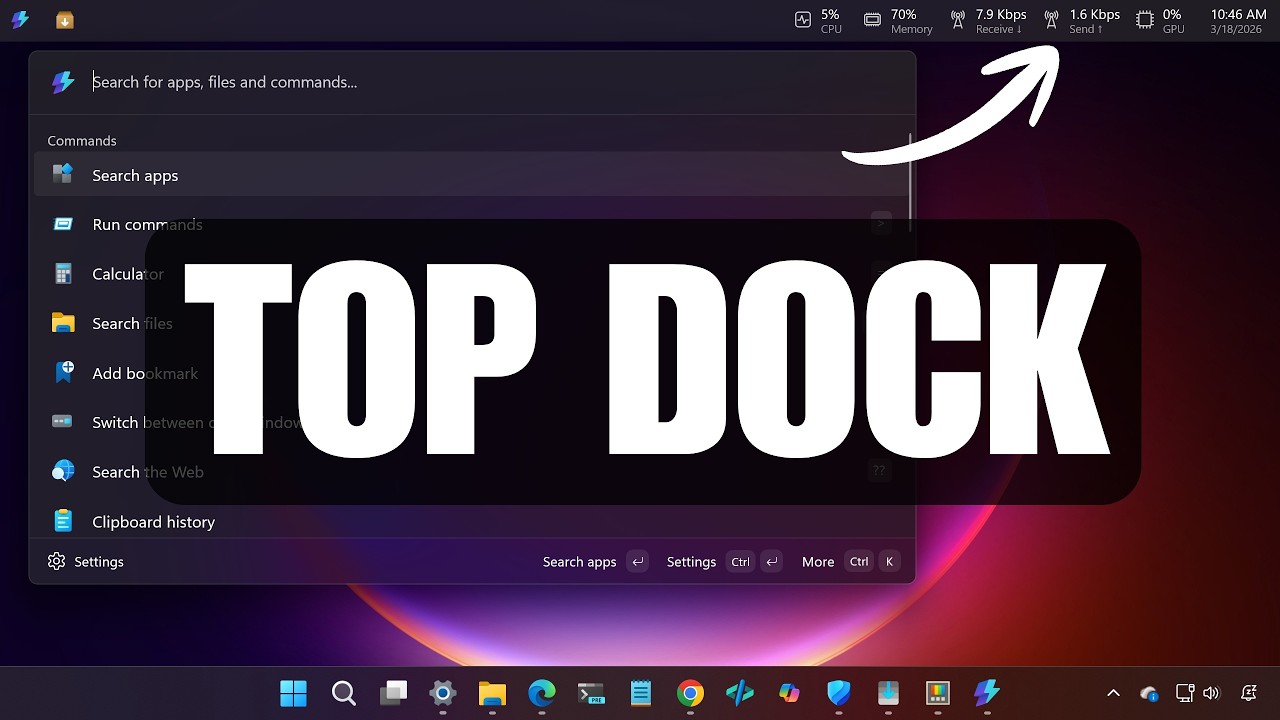 В состав PowerToys для Windows 11 вошла новая панель инструментов Command Palette Dock.