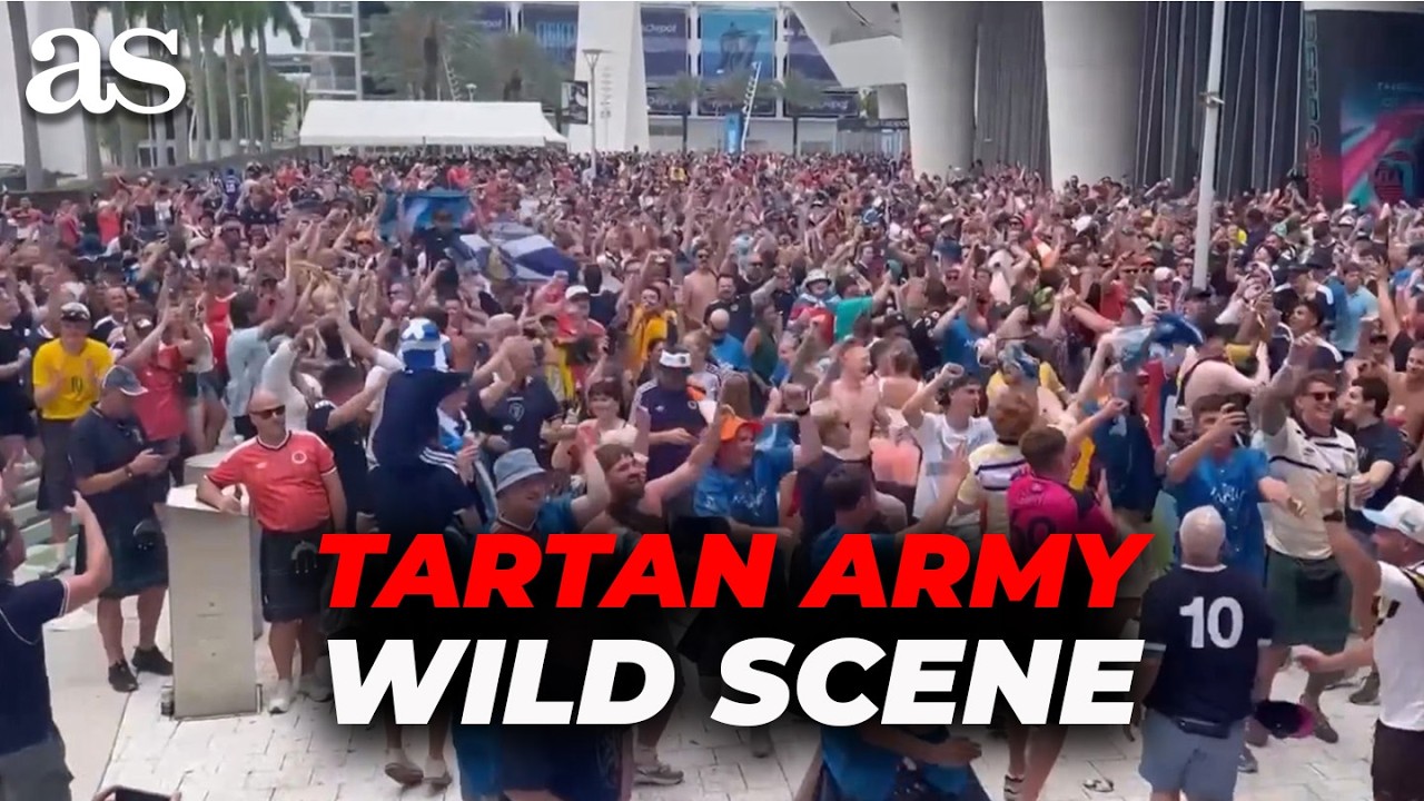 Tartan Army INVADE Miami: Scotland fans SING and DANCE outside MIAMI MARLINS STADIUM
