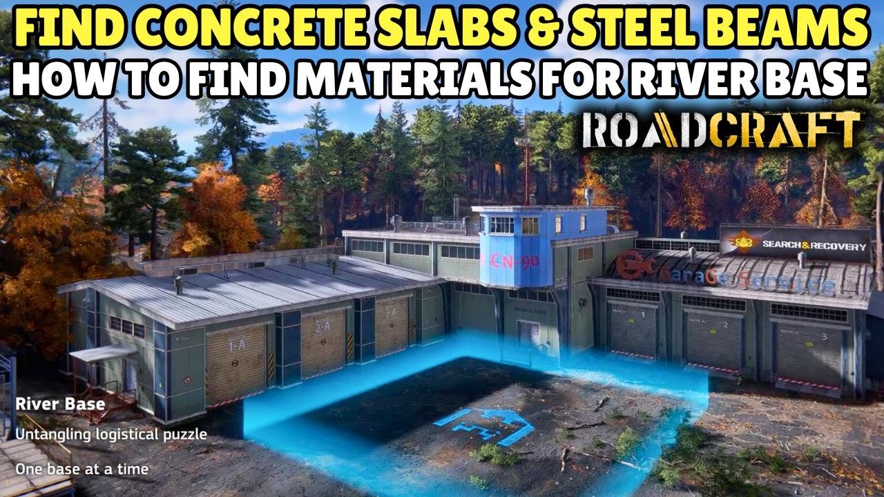 RoadCraft Find Concrete Slabs and Steel Beams for River Base (Incommunicado Map)