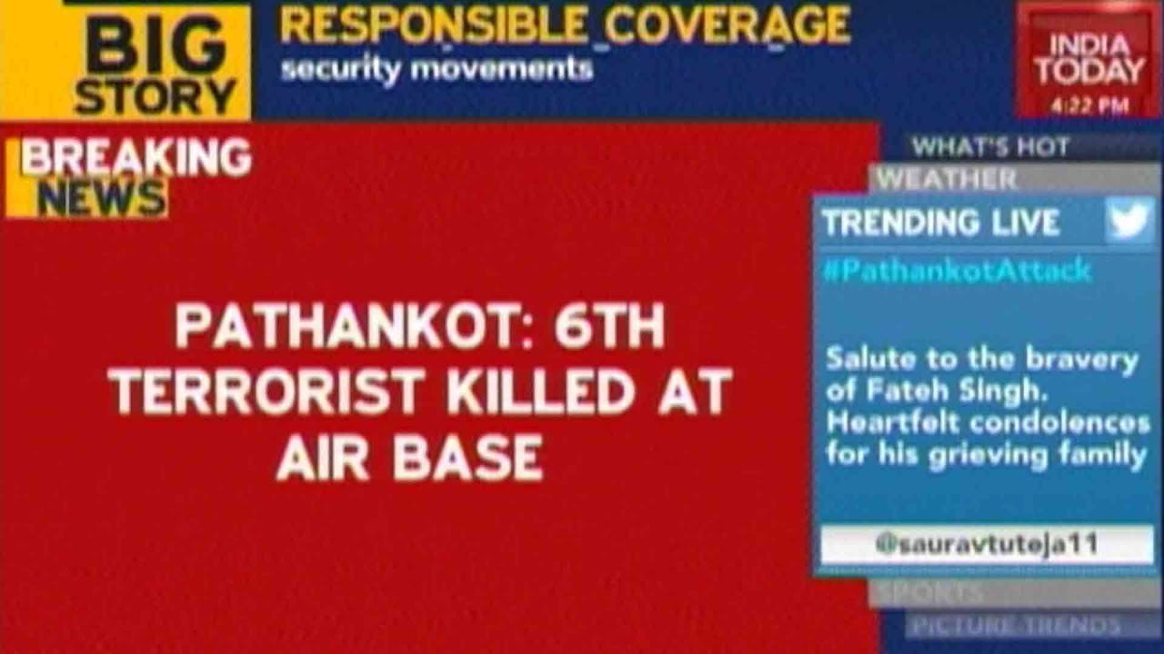#PathankotAttack:  6th Terrorist Killed At Air Base