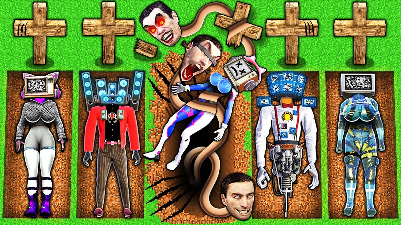 What's HIDDEN in SECRET GRAVE of TV WOMAN vs SKIBIDI TOILET in MINECRAFT animation SPEAKER MAN TITAN