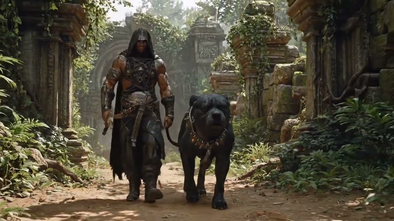 Viking walking with his pet..!! 