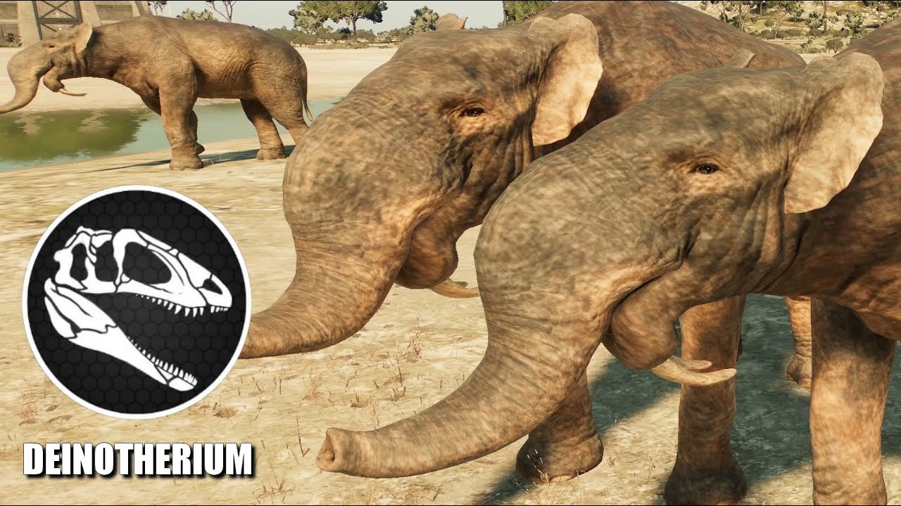 2 T-Rex vs 3 Deinotherium - JWE 2 Mods (4K 60FPS)