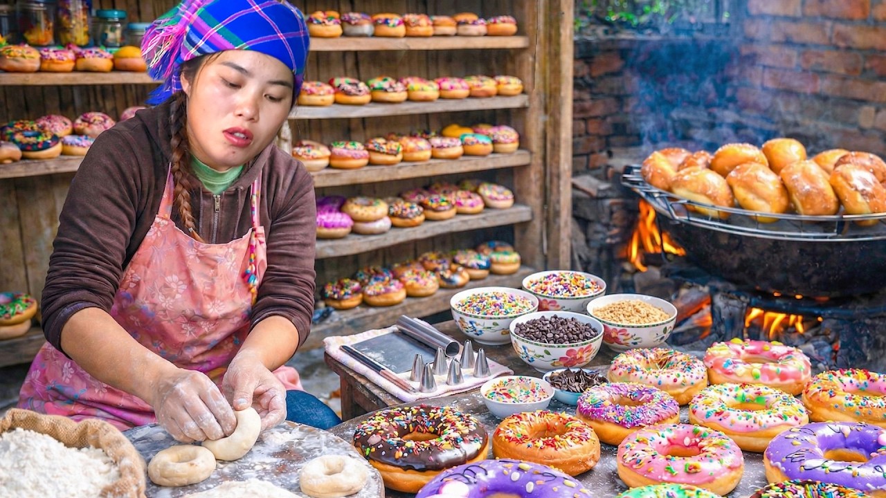 Making Fried Mung Bean Donuts with My Daughter and Son – Selling Homemade Donuts at the Market