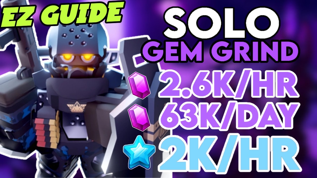 [63K/DAY] BEST Solo Gem + ENFORCER XP Grind (NO SKILL TREE) (LEVEL UP FAST) FULL GUIDE | Roblox TDS