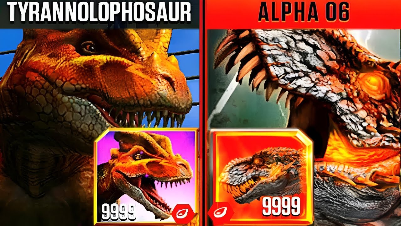NEW UPGRADE TYRANNOLOPHOSAUR MAX LEVEL 9999 VS ALPHA 06 | JURASSIC WORLD THE GAME