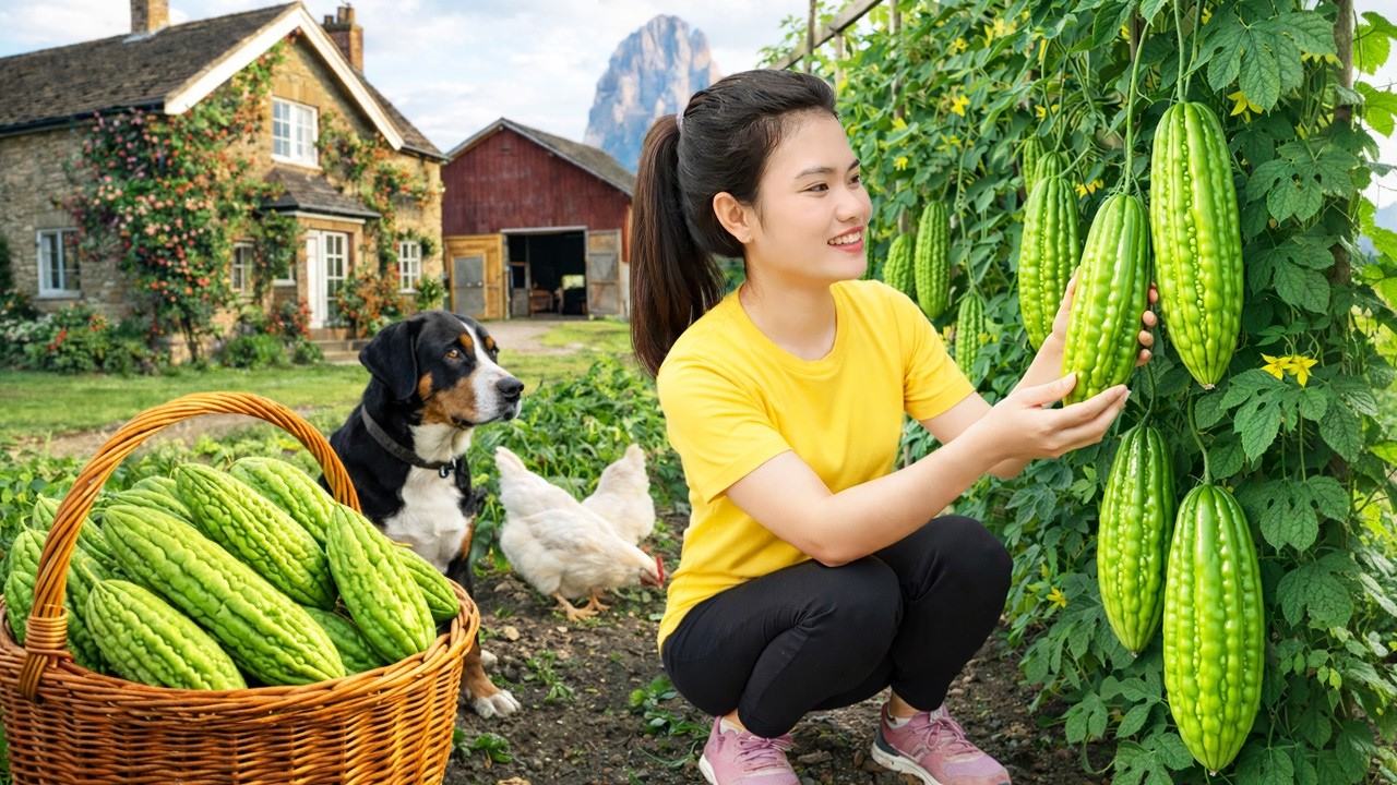Harvesting Wild Bitter Gourd and Fresh Vegetables – Selling at the Market | Thuy Countryside