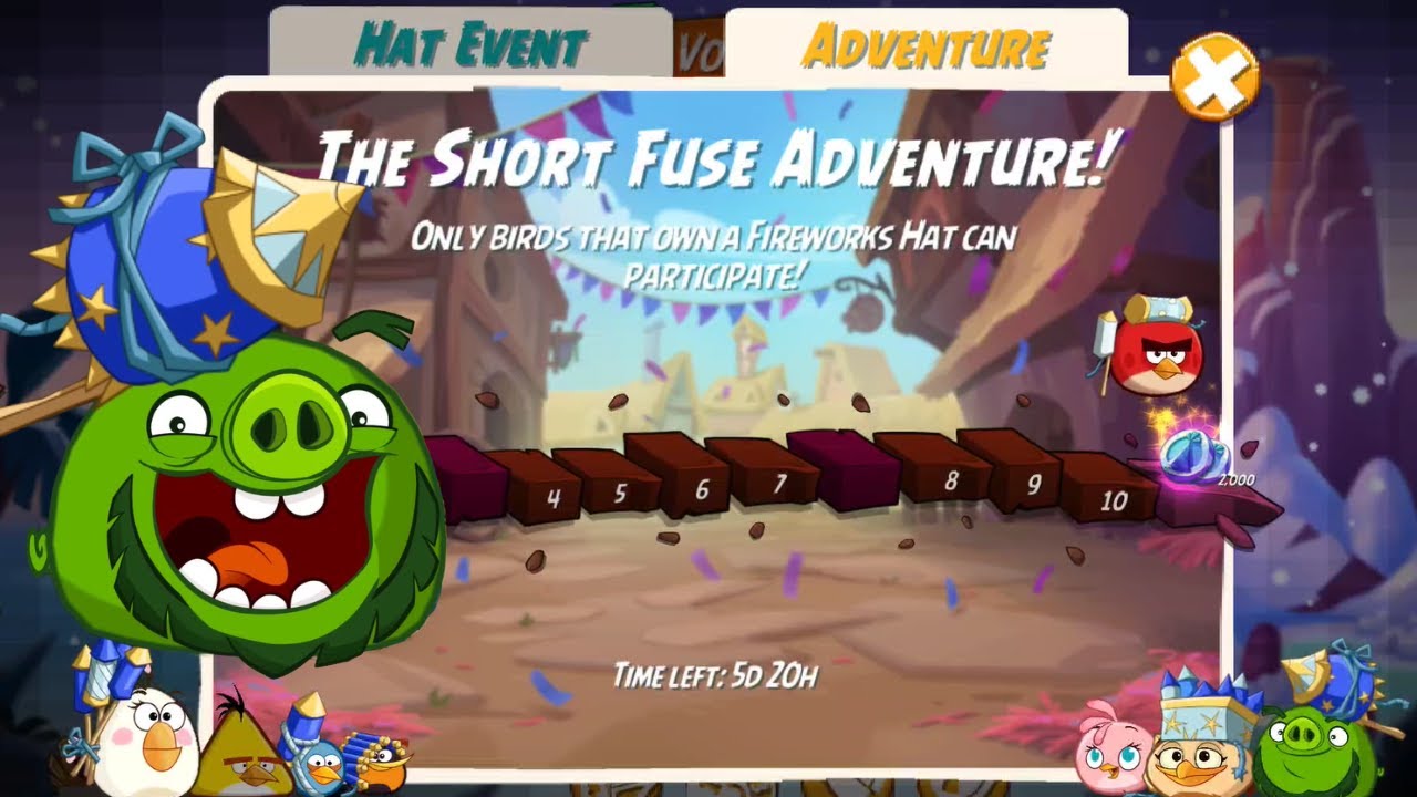 Уровень 10 игры Short Fuse Adventure без Чака | Angry Birds 2