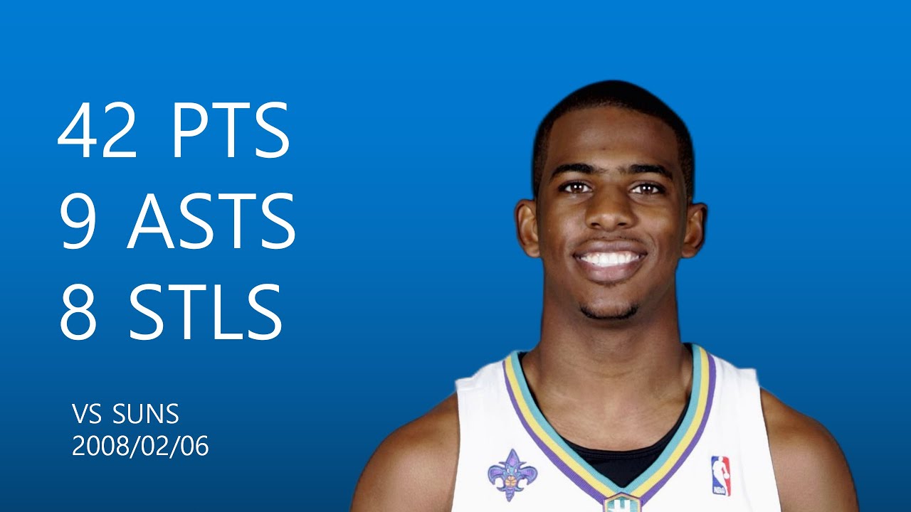 Chris Paul | 42 pts,5 rebs,9 asts,8 stls | February 6,2008 | vs PHX