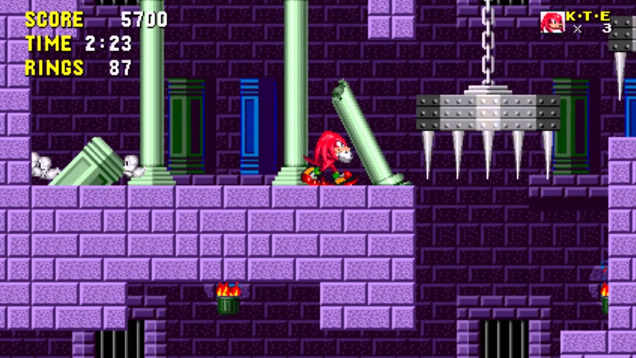 Sonic 1 (2013): Marble Act 3 - Knuckles - Ring Attack (155 Rings)