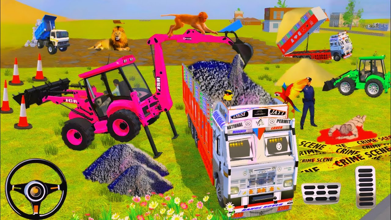 🔴Drive JCB and🚜 Uploading Stone 🪨From Dumper Trucking game #truck #jcb #tractor #game