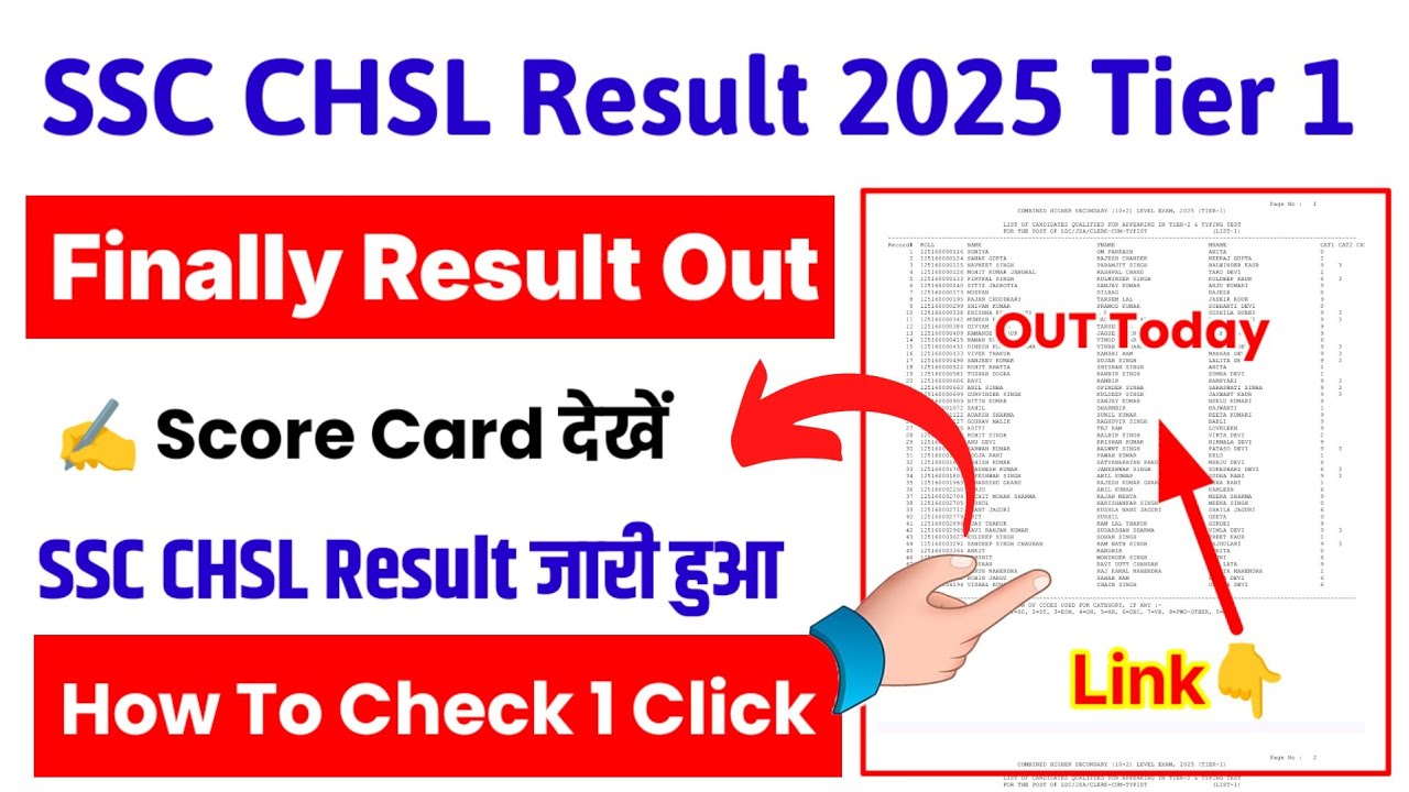 SSC CHSL Result 2025 Tier 1 🔴 SSC CHSL Result 2025 Kaise Dekhe ?SSC CHSL Score Card 2025 Kaise Dekhe