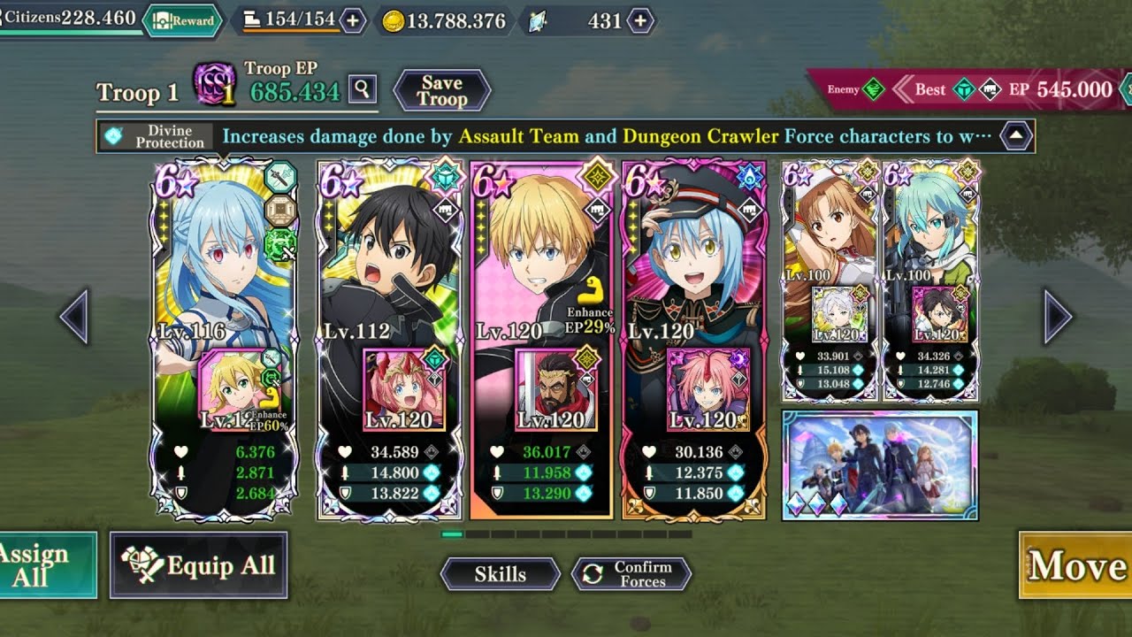 Full sao team, and free unit rimuru water