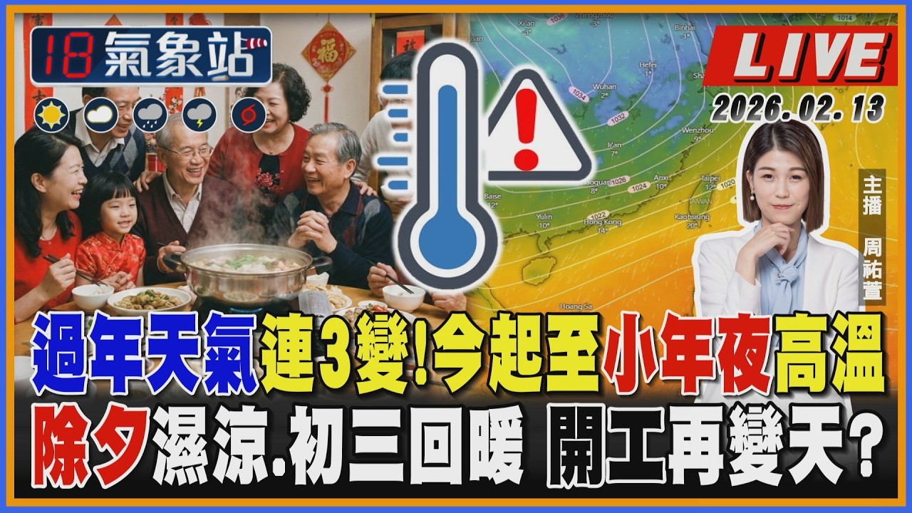 【TVBS18氣象站】過年天氣連3變！今起至小年夜高溫 除夕濕涼、初三回暖 開工再變天？