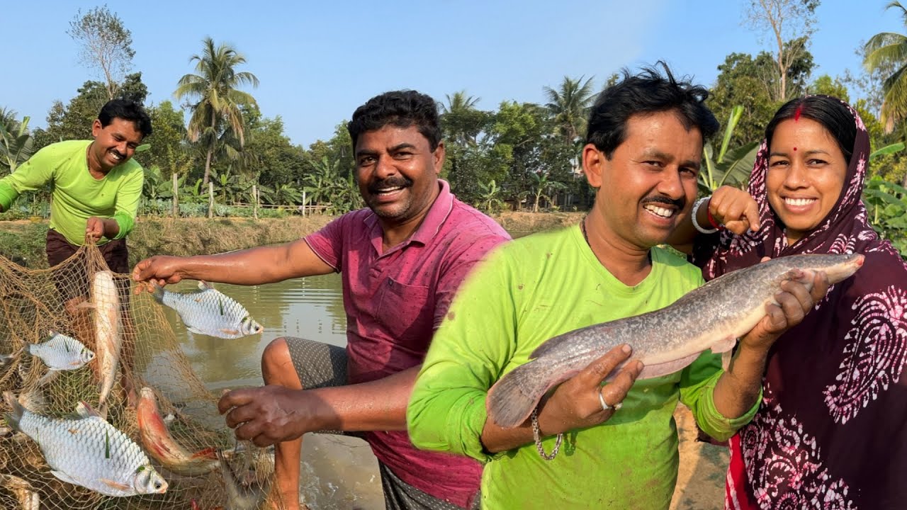 Amazing Net Fishing🐟 | অনেকদিন পর বাড়ির পুকুরে সবাই মিলে আনন্দ করে মাছ ধরলাম।|