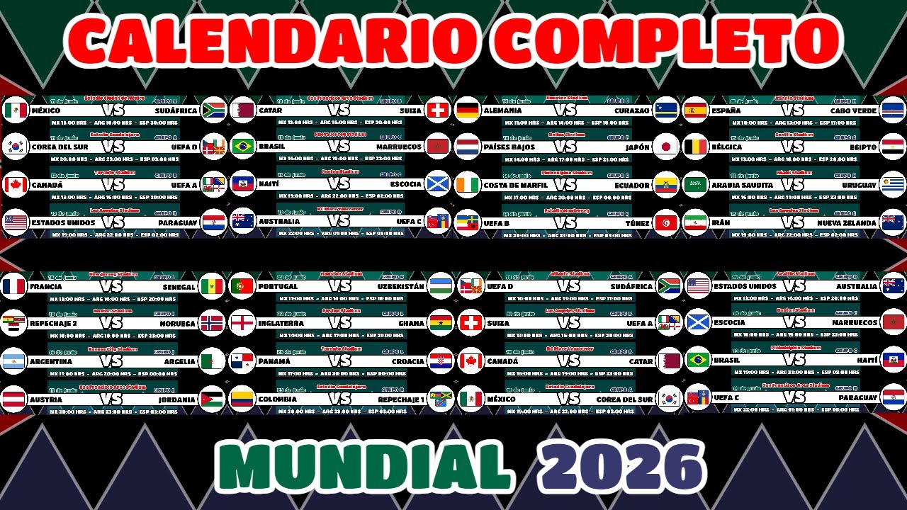 CALENDARIO COMPLETO del MUNDIAL 2026