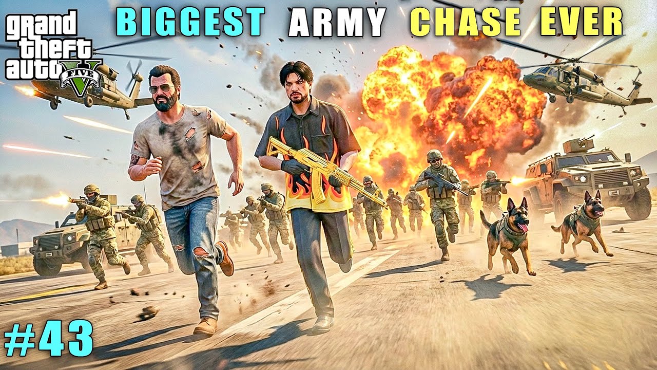 ESCAPING THE BIGGEST ARMY CHASE | Gta V Gameplay#43