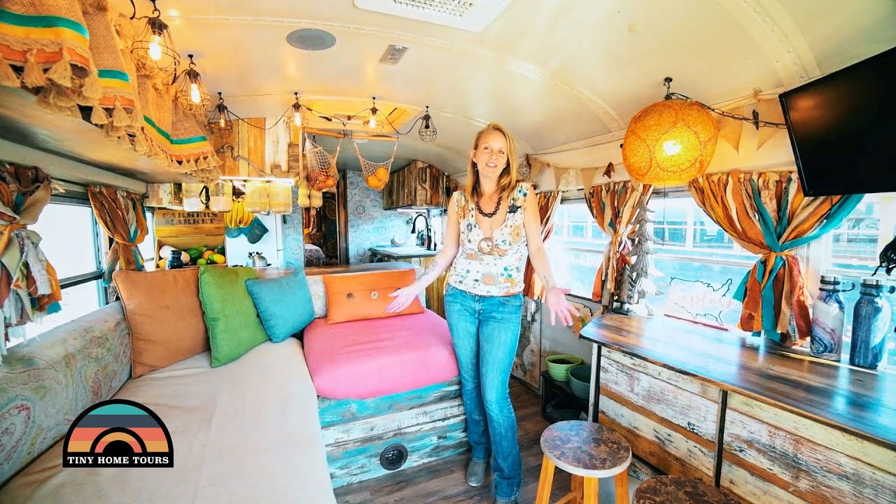 Family Of 6 & Their Off Grid School Bus Conversion - Tiny House W/ Bunk Room