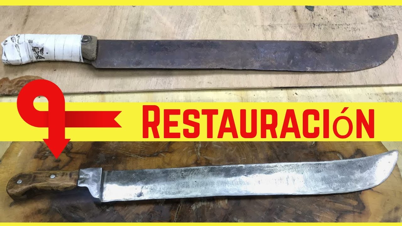 Restauración de cuchillo oxidado , machete antiguo.