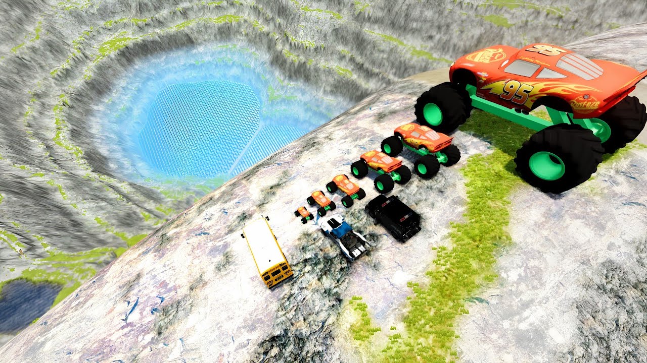 Big vs Small McQueen Monster Truck 😱 | Leap of Death Drop Challenge | BeamNG.drive