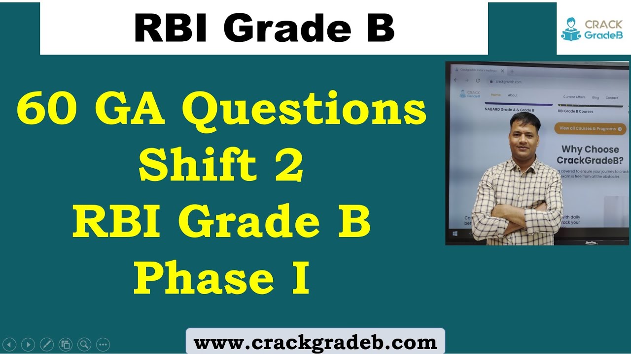 60 GA Questions asked in Shift 2 RBI Grade B 2022 Phase I