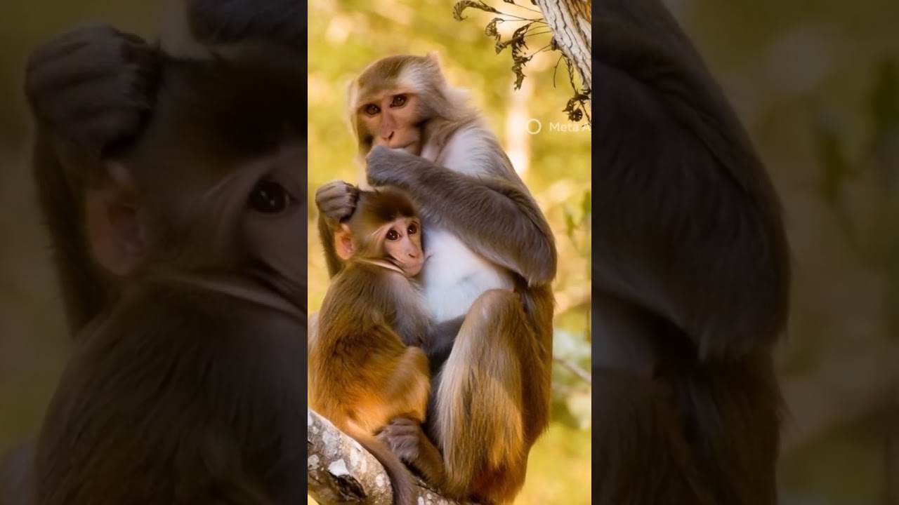 monkey mom and cute baby 