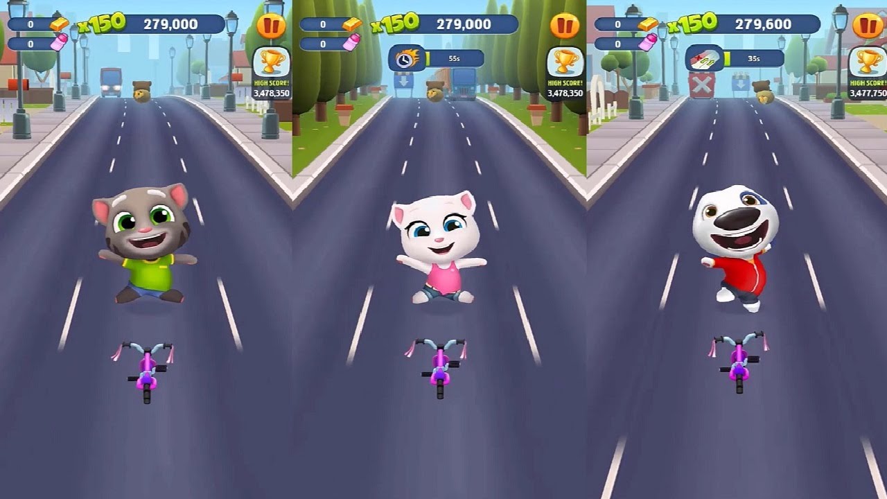 Talking Tom Gold Run New Update Cycle Tour event Talking Tom VS Talking Angela VS HANK Boss Fight