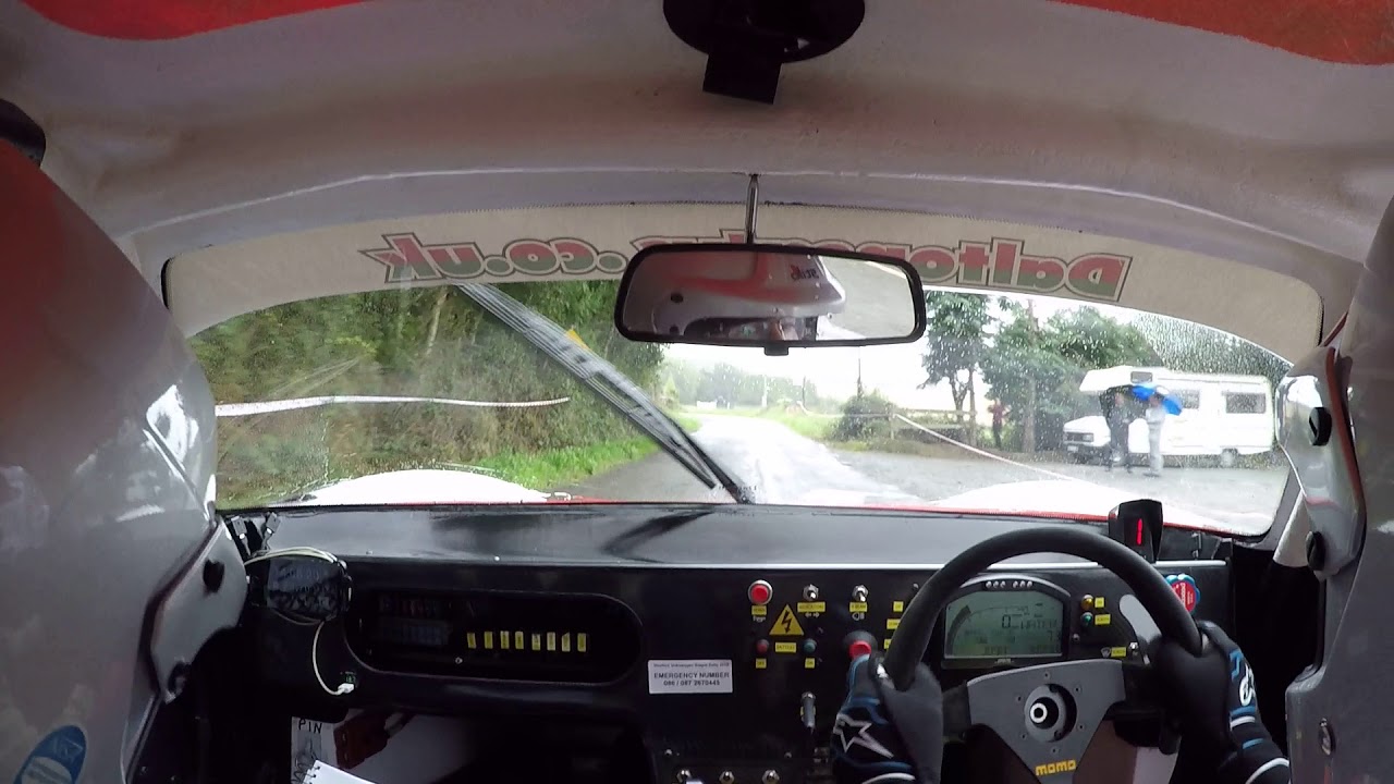John Dalton and Gwynfor Jones in the Darian GTR. Irish road rally. In car Wexford rally stages 2018.