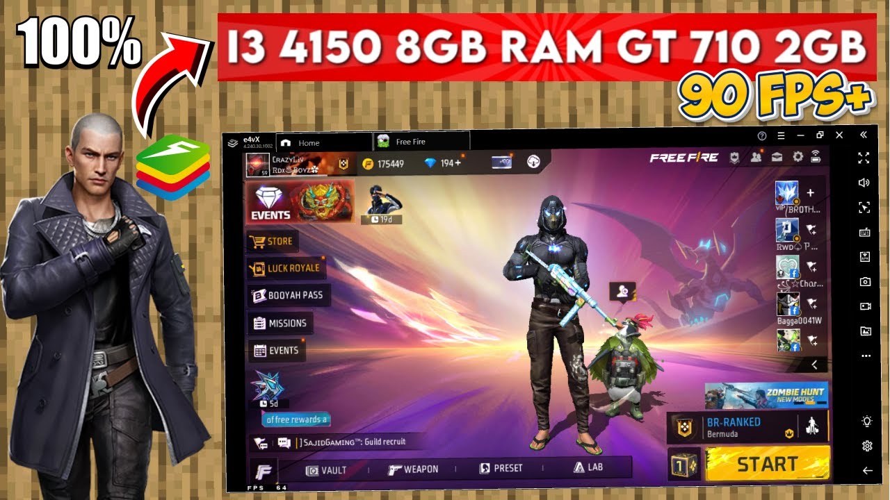 Free Fire || I3 4150 8GB RAM GT 710 2GB || (TEST)
