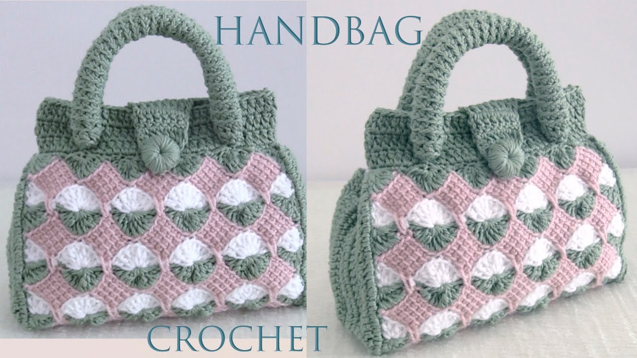 Bolso a Crochet Punto Medialuna Entrelac con diseños tejido con ganchillo fácil