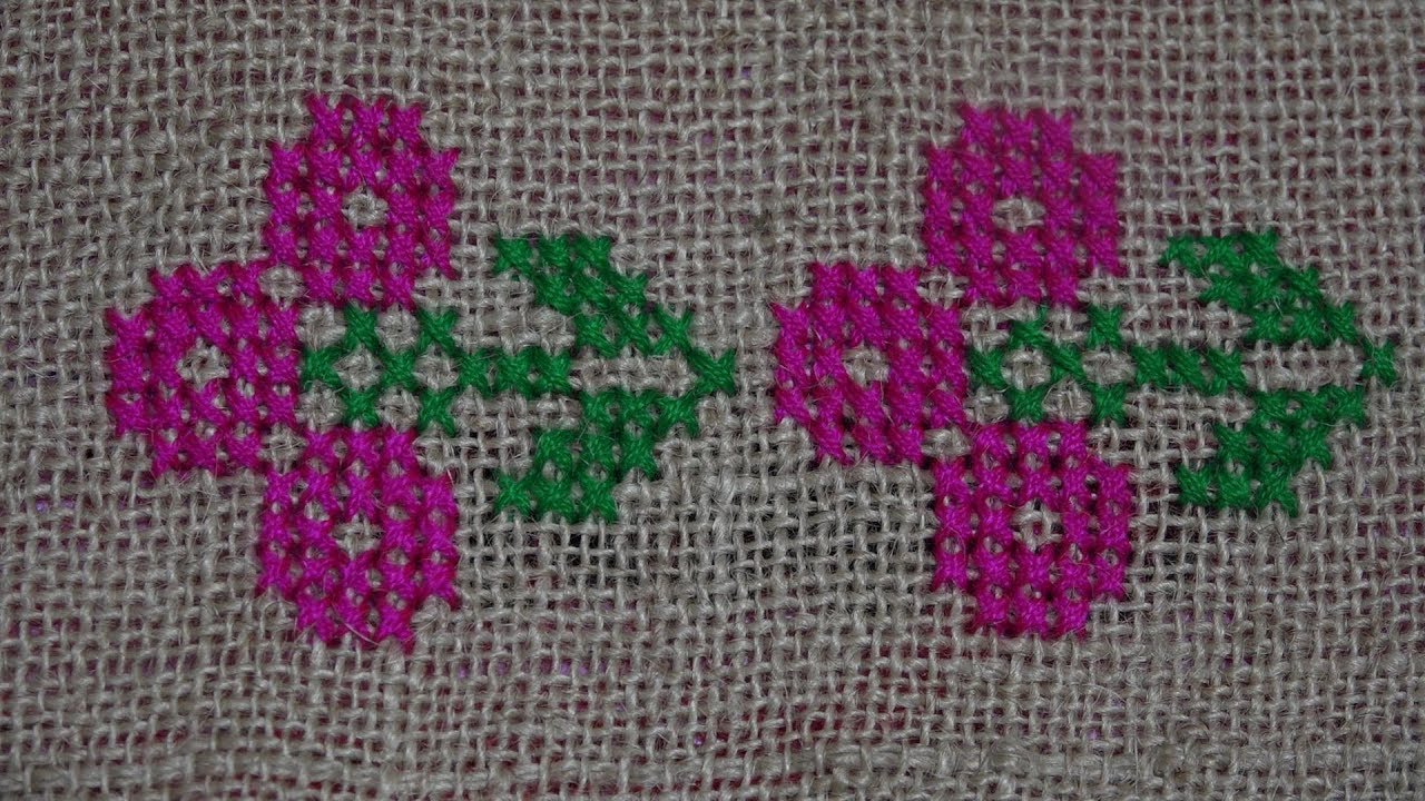 Hand Embroidery : Cross Stitch Embroidery : Border line Stitch Embroidery