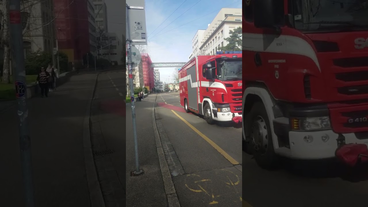 Berufs Feuerwehr Basel Schweiz . Fire Department Basel City Switzerland