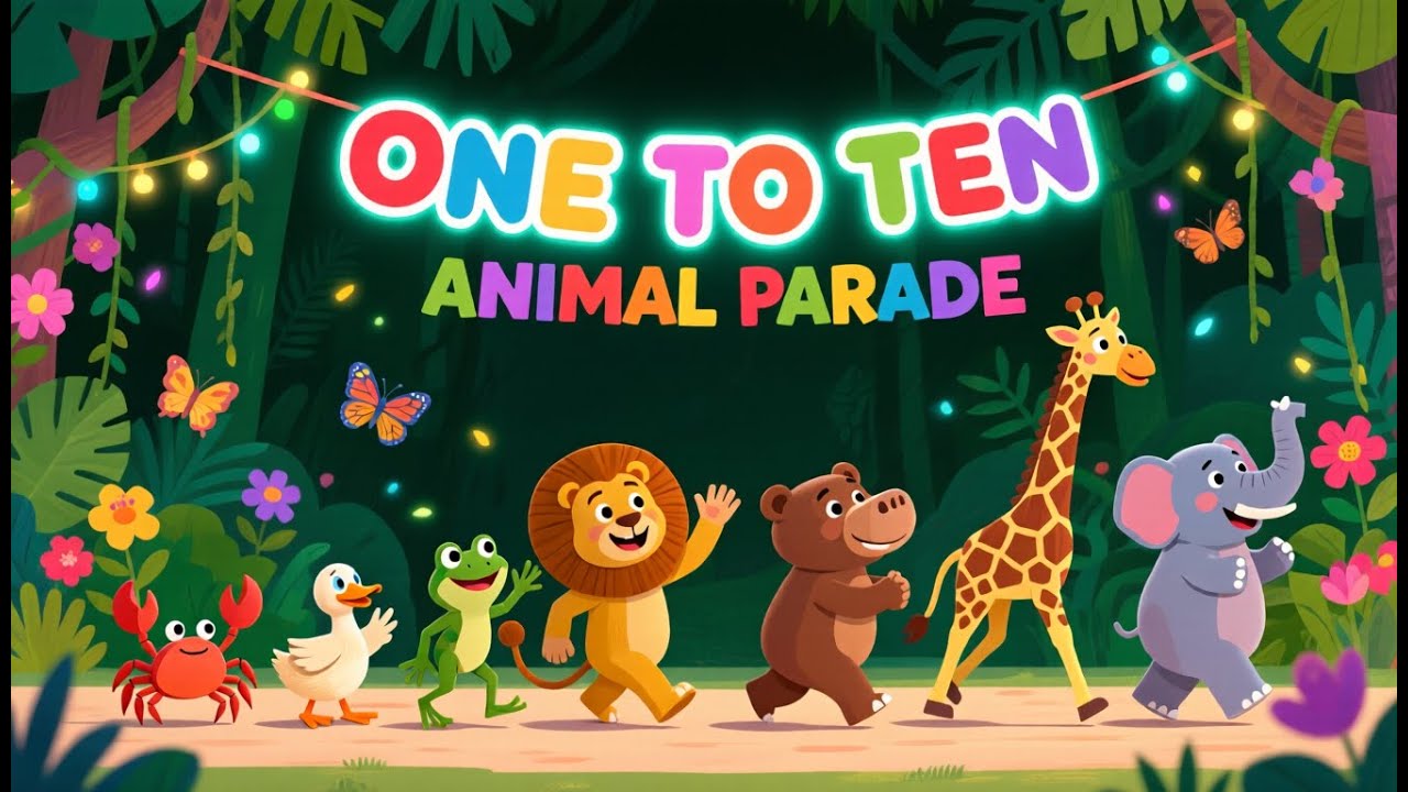 1 to 10 Animal Parade 🐘🦀 | Jungle Animal Parade | Nursery Rhymes for Toddlers