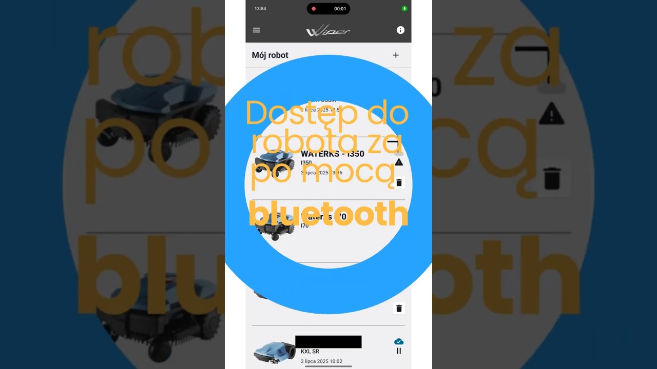 Dostęp do robota za po mocą bluetooth | Robot Wiper