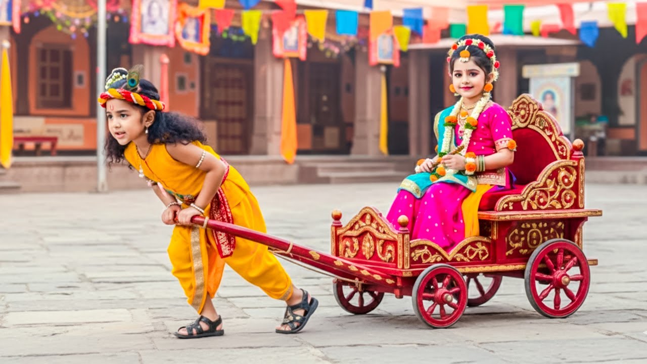 कान्हा ने राधा को रथ में बिठाकर खुद खींच कर लाए वृन्दावन | यशोमती मईया के नंदलाला | Shree Krishan