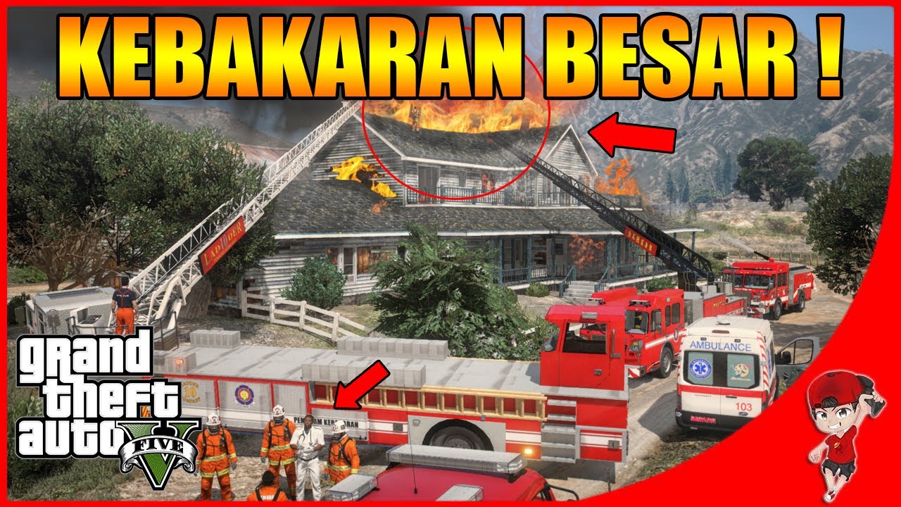 GTA V RASA INDONESIA (14) - KEBAKARAN RUMAH ! SERU ! MENJADI PEMADAM KEBAKARAN !!