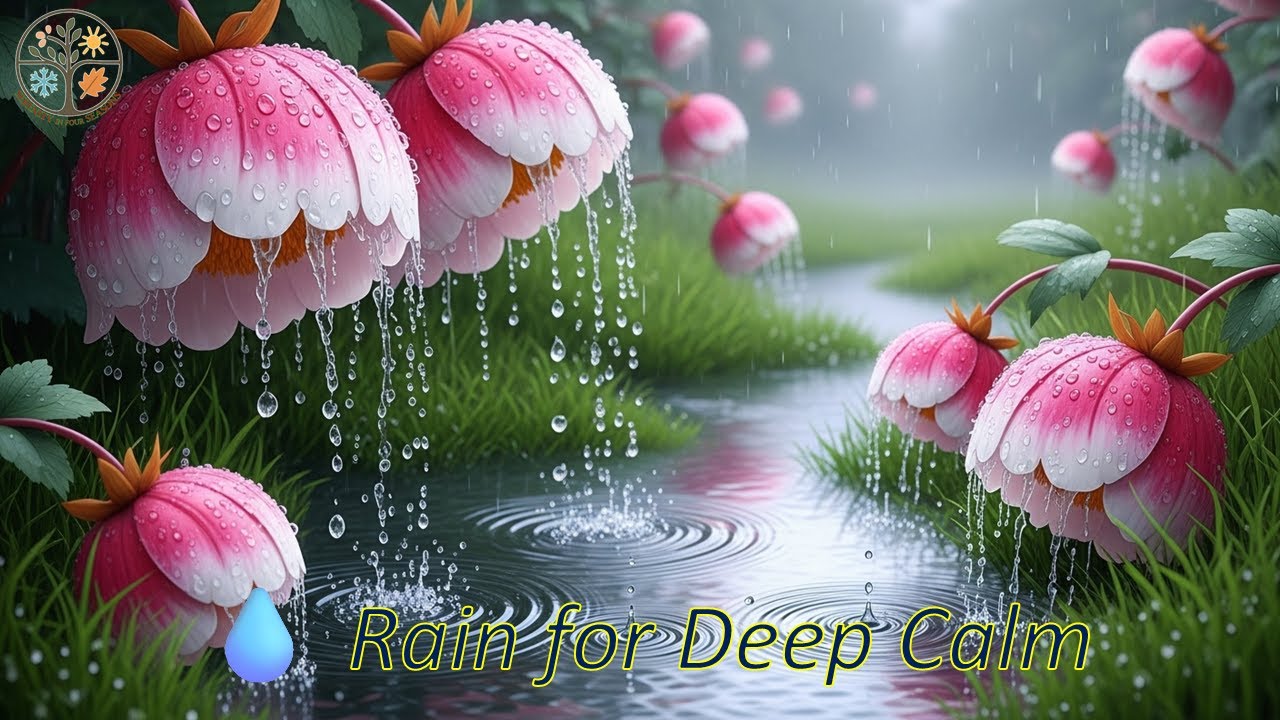 Gentle Rain & Dripping Flowers 🌧️ Relaxing Ambient Loop for Sleep, Serenity in four Seasons