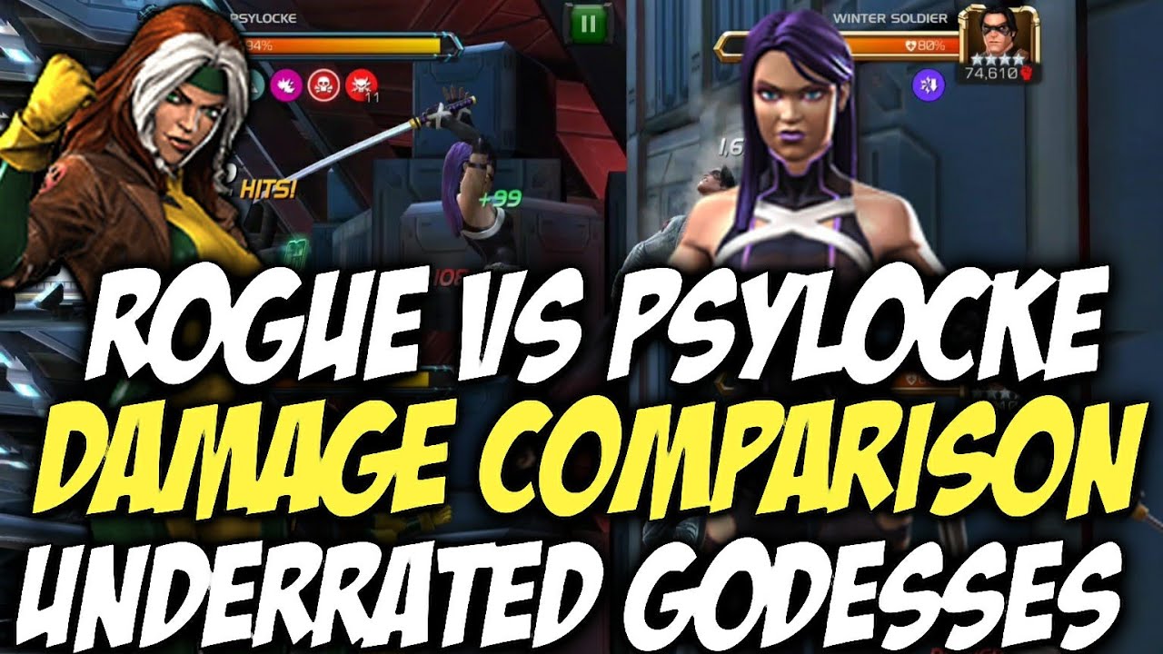 Rogue Vs Psylocke Damage Comparison | The Under-Rated Mutant Power Control Goddesses! | MCOC
