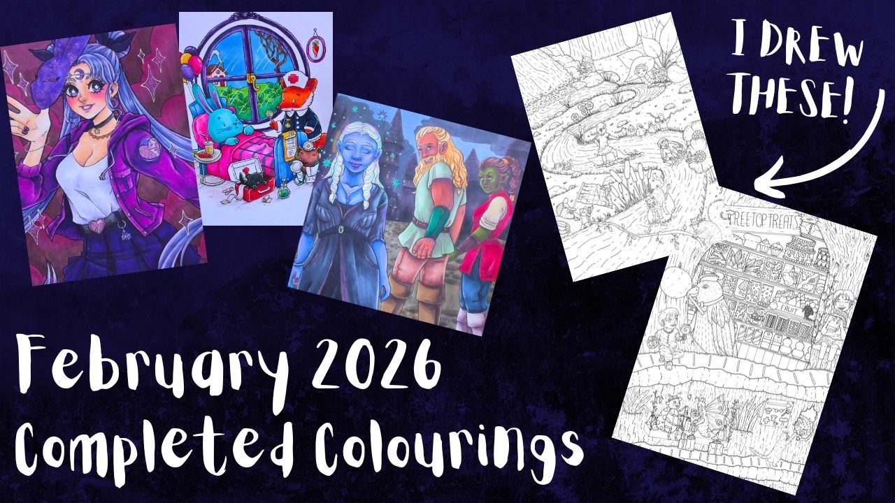 February 2026 Completed Colouring Pages