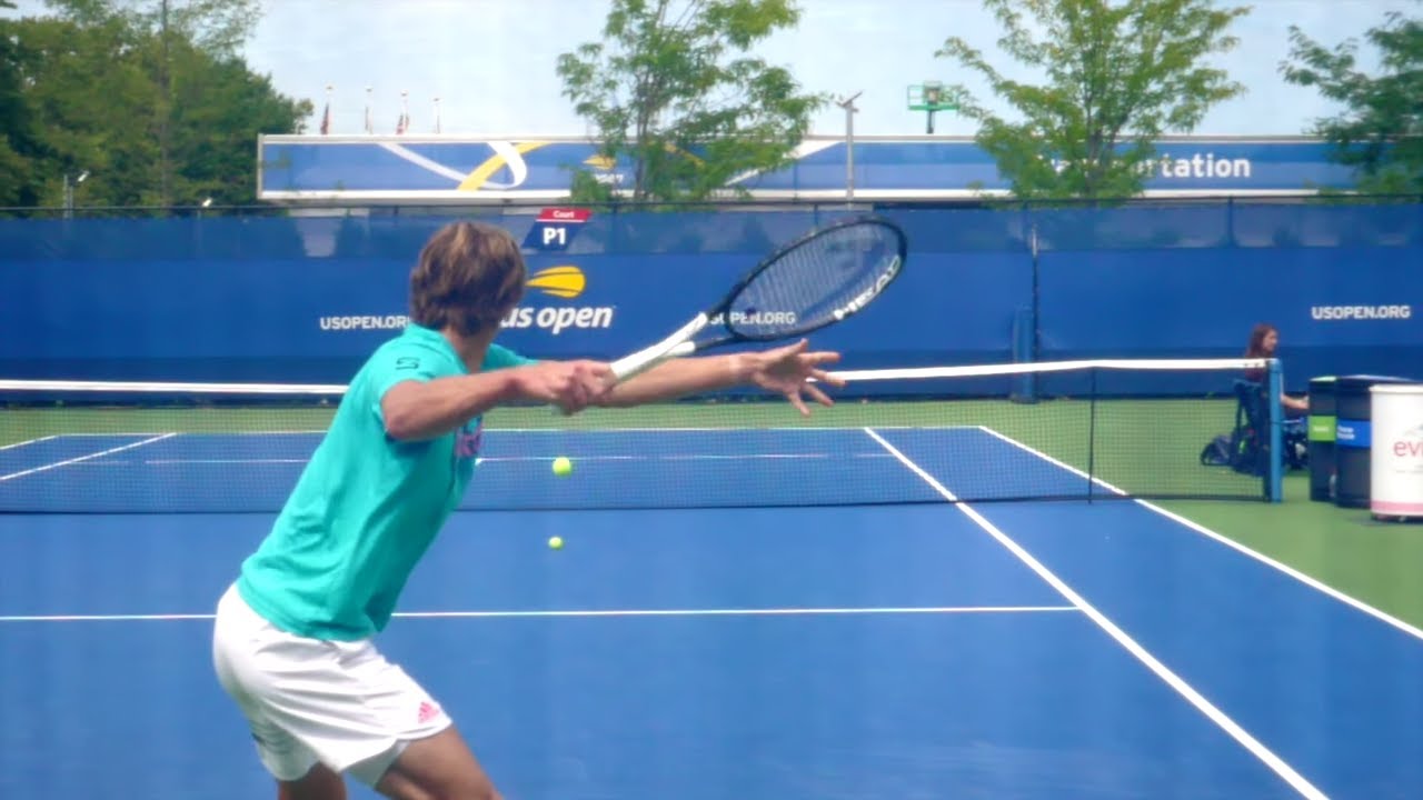 Alexander Zverev Forehand Slow Motion Court Level View - ATP Tennis Forehand Technique