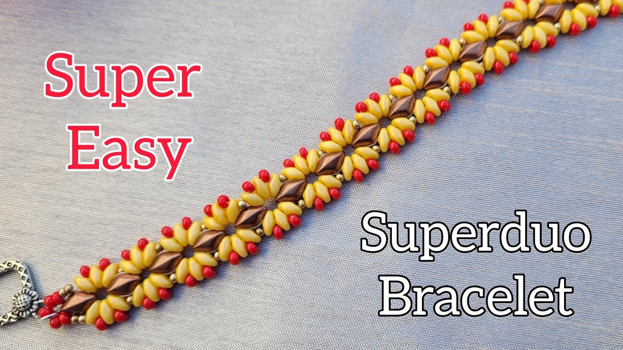 Super Easy Superduo Czech Crystal Bracelet/ Beginners DIY Jewellery making Tutorial 👌