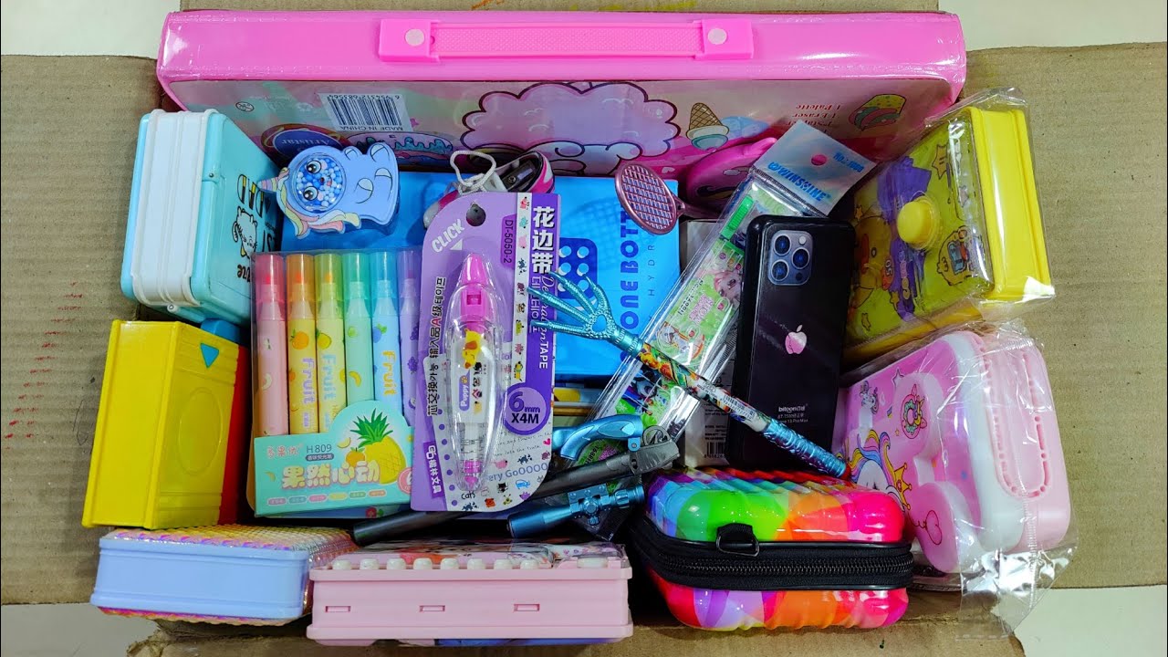 unboxing mega stationery collection, stationery set, korean stationery, pencil case, toy collection