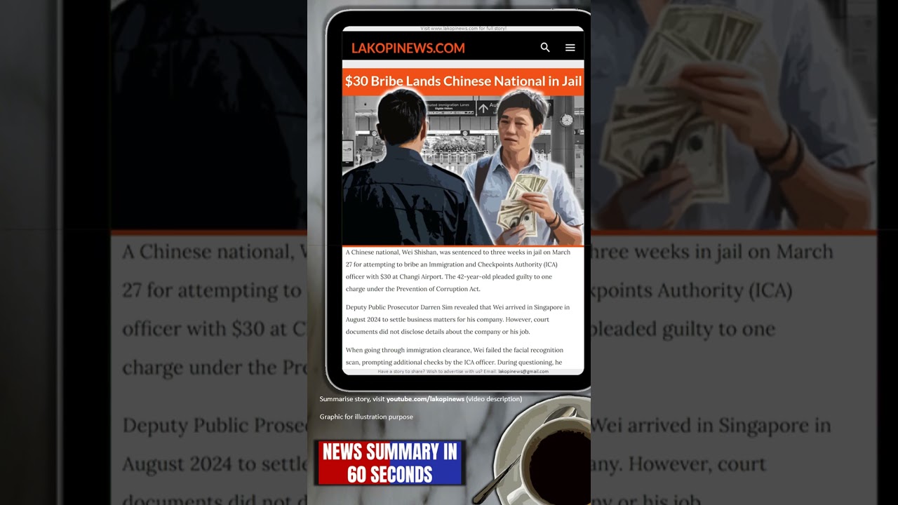 $30 Bribe Lands Chinese National in Jail #sg #sgnews #lakopinews #singapore