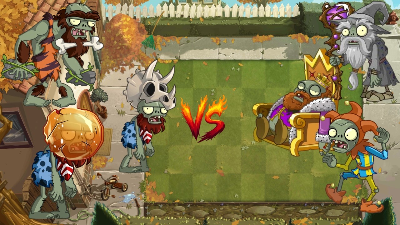 Jurassic Fossilhead Amberhead Zombie Rockpuncher vs Jester Zombie Wizard Zombie Arthur King Zombie